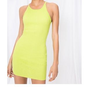 Superdown alexia ribbed lime green dress in size L